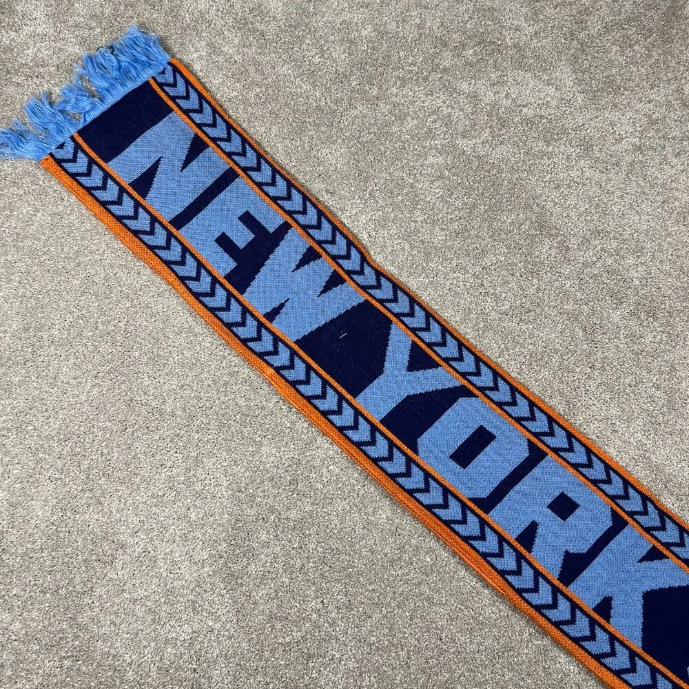 Adidas Unisex OSFA Blue‎ Orange Winter Fringe New York City FC MLS Scarf NWT